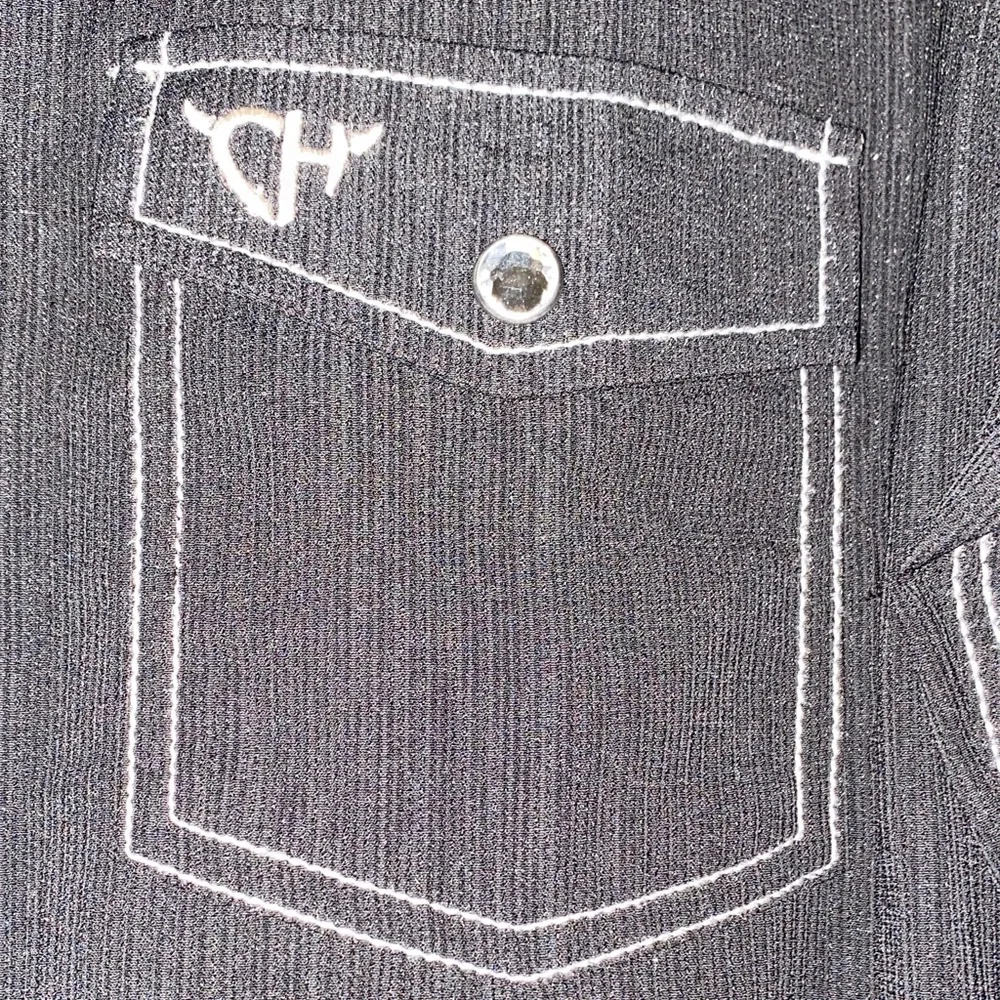 Black Embroidered Button Down Shirt - Picture 4 of 9